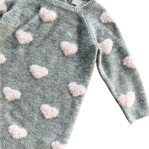George Girls Grey Pink Heart Knit Sweater Dress Size 18-24 Months - Picture 2 of 5